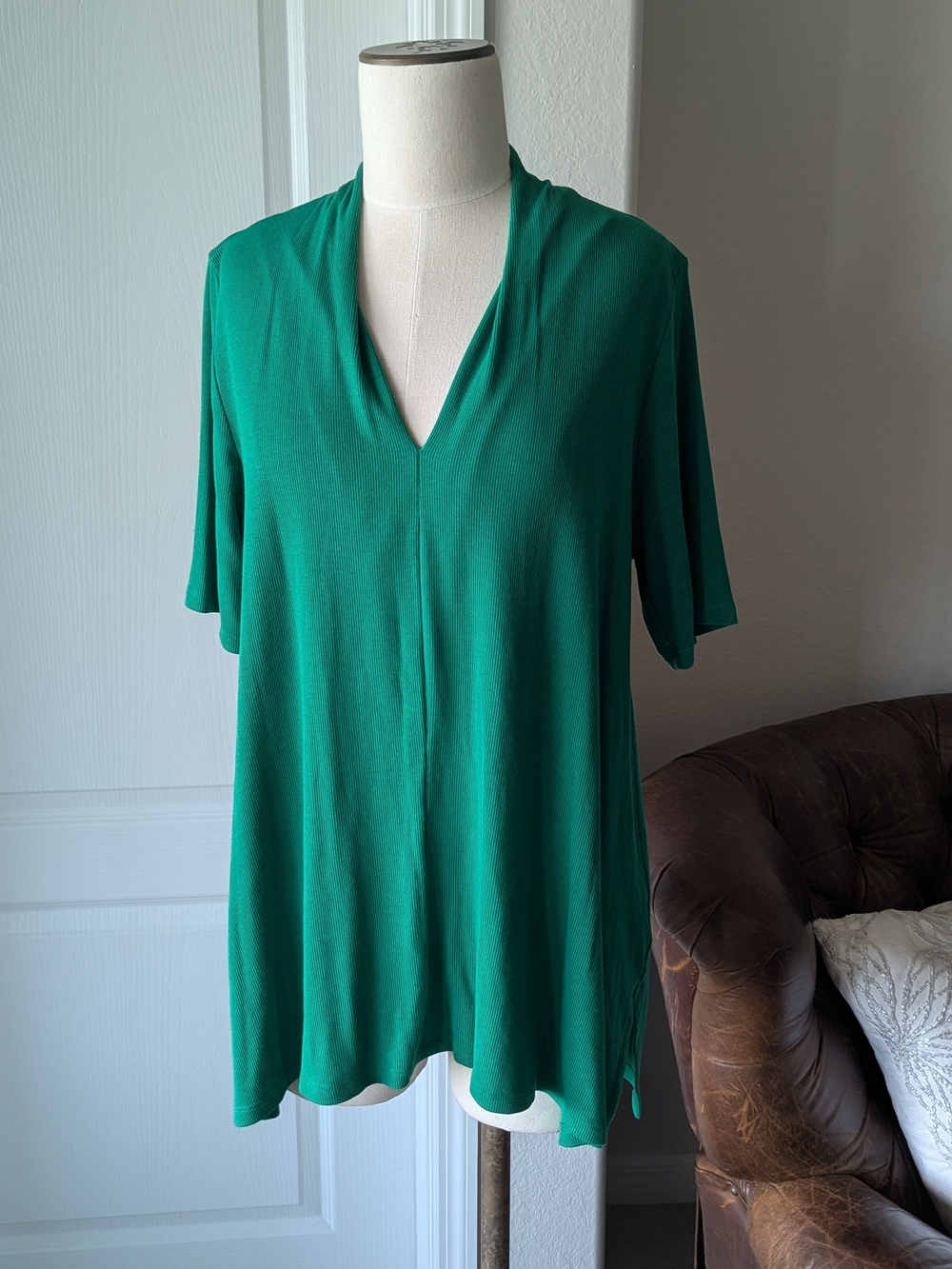 Soft Surroundings Emerald V-Neck Short Sleeve Tunic